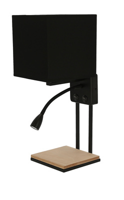 Theo Lampe schwarze Wandleuchte 1x40W E14 + 2W LED Schwarzer Lampenschirm mit Schaltern