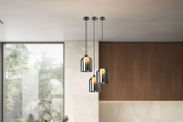 Pendant lamp KLEA glass with graphite and milky shade modern lamp over dining table for living room G9 LED