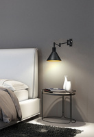 Kinkiet regulowany COPENHAGEN czarno-złoty - lampa do czytania w stylu industrialnym E14