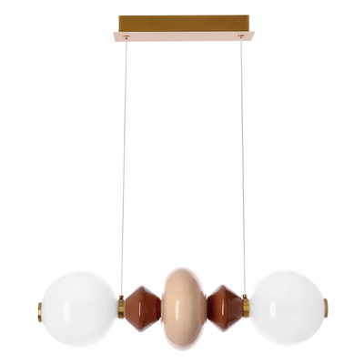 FLORES pendant lamp brass brown orange 15W LED 3000K white shade
