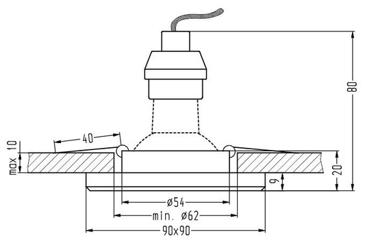Oprawa stropowa kwadratowa niebieska LED SS-22 2226934