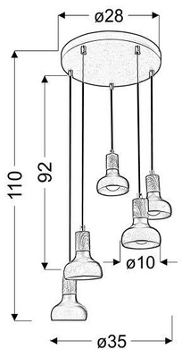 White hanging ceiling lamp on a plate 5x40W Puerto Candellux 35-62772