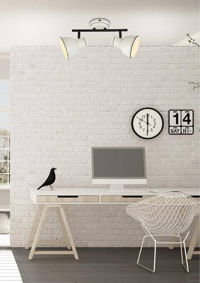 Plafonnier mural noir et blanc 2x40W réglable Zumba Candellux 92-72139