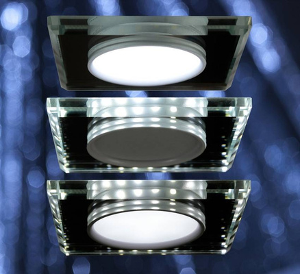 Chrom/weiße quadratische LED-Deckenleuchte SSP-22 2263885
