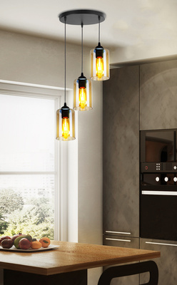 Hängelampe 3xE27 35cm schwarz/braun Bistro 33-00576
