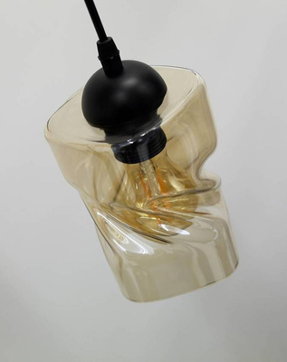 Lampa suspendata neagra / banda chihlimbar 2xE27 Felis 32-00170