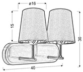 Aplică dublă din satin + abajur negru 2x60W Milonga Candellux 22-53503