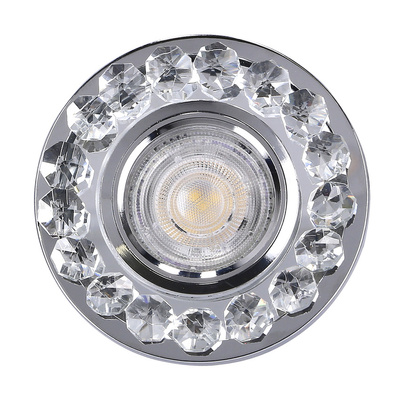 Plafonnier Rond Cristal Chrome pour ampoule Gu10 + Cadre Led Candellux Sk-94 2273617