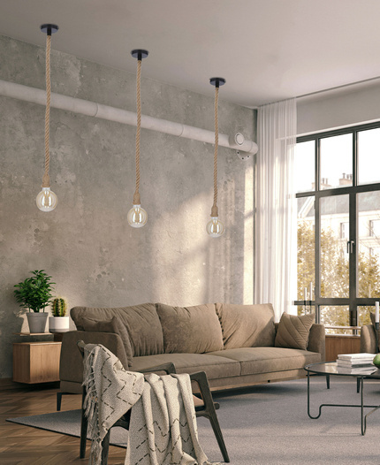 Suspension for the lamp E27 100cm brown cord 31-04888