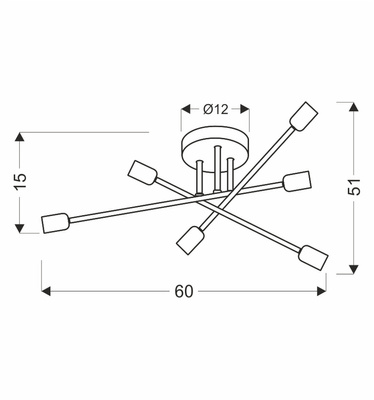 Plafoniera negru si auriu 6xE27 Crespilo 36-01245