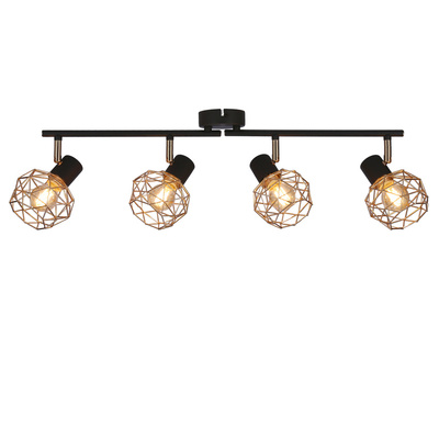 Plafonnier applique bande abat-jour cuivre noir 4x40W E14 Acrobat 94-22226