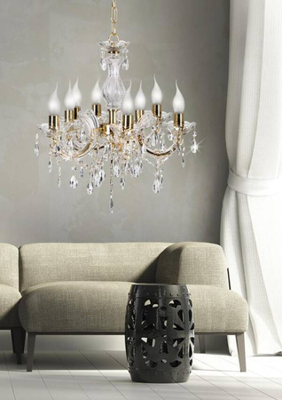 Gold crystal chandelier 8xE14 Maria Teresa Candellux 38-94653