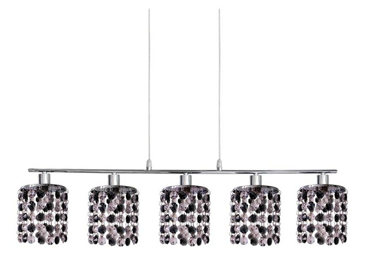 Hängelampe Chrom mit schwarzen und weißen Kristallen 5x40W Royal Candellux 35-35724