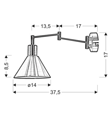 Kinkiet regulowany COPENHAGEN czarno-złoty - lampa do czytania w stylu industrialnym E14