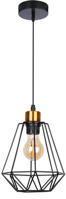 Black pendant lamp + gold wire lampshade Primo 31-06189