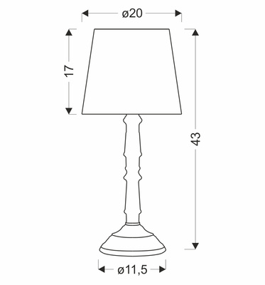 CARDINALE table lamp h 43 cm dark grey 1x40 E27 dark linen lampshade