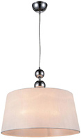 Lampa wisząca chromowa z białym abażurem z tkaniny Clara Candellux 31-21601