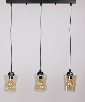 Hängelampe schwarz/bernsteinfarbener Streifen 3xE27 Felis 33-00187