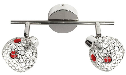Applique/plafonnier chrome+rouge Aron 92-12128