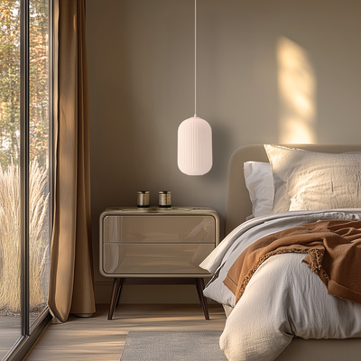 Lampa wisząca Cresto szklana pojedyncza z kloszem biała do salonu