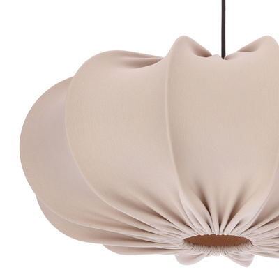 Hanging lamp CAFEE Scandinavian with beige frappe shade 52 cm minimalist ceiling lighting in japandi style E27
