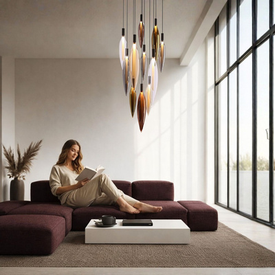 Lampa wisząca Nordic szklane tuby kolorowe do salonu