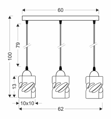 Lampa suspendata neagra/chihlimbar banda 3xE27 Felis 33-00187