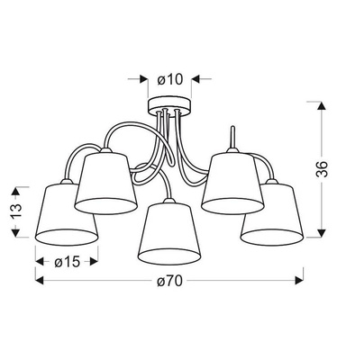Lampa sufitowa chromowa 5x40W abażur z tkaniny Luk Candellux 35-70753