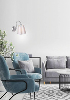 Kinkiet chromowy okrągły abażur szary z tkaniny Luk Candellux 21-70739