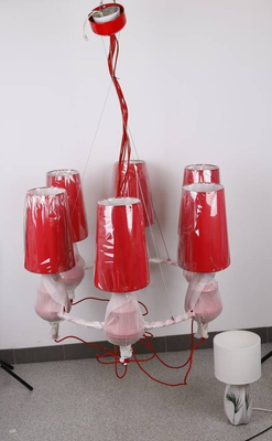 Suspensie candelabru reglabil roșu 6xE14 Decoria Candellux 36-30583