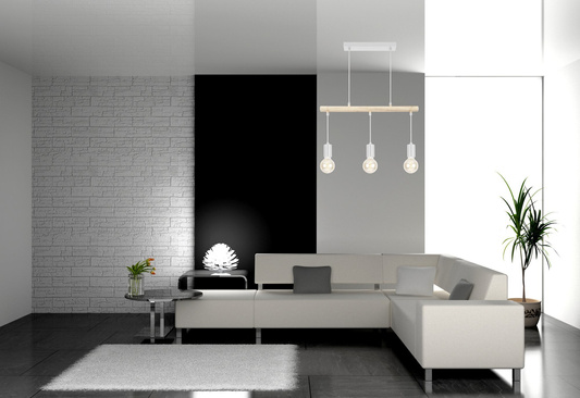 Lampa suspendata alb + lemn 3xE27 IZZY 33-78070