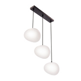 Pendant lamp STONES Japandi style elongated with 20 cm stone shape acrylic shades minimalist lamp over table 3x E27