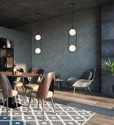 Lampa wisząca CORDEL elegancka - czarna z białymi kloszami kulkami - nowoczesne oświetlenie salonu 2x G9 LED