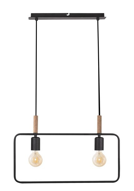 Lampa suspendata neagra reglabila inaltime 2x60W E27 Cadru 32-73518