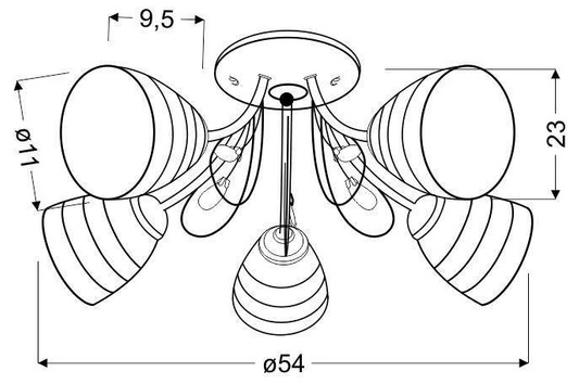 Chrome ceiling lamp with crystals 5x40W Simpli Candellux 35-63854