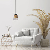 Hanging lamp black and gold glass shade 60W E27 Fresno Candellux 31-78384