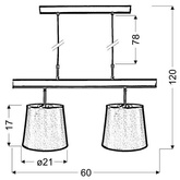 Lampa wisząca patyna podwójna czarny abażur 2x60W Milonga Candellu 32-53558