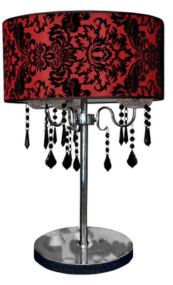 Lampa de masa rosie negru velur Astor 43-80540