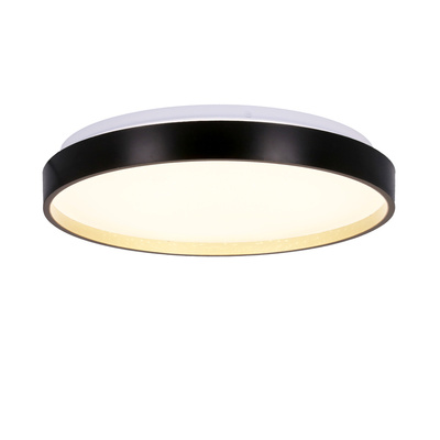 Plafonnier Florida plafond noir et or 18w led 33 cm avec abat-jour blanc