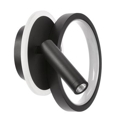 MONET wall lamp round black 18W LED 3000K white shade 22-35660