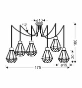 Lampa wisząca Primo sześciopunktowa metalowa czarno-złota nad stół