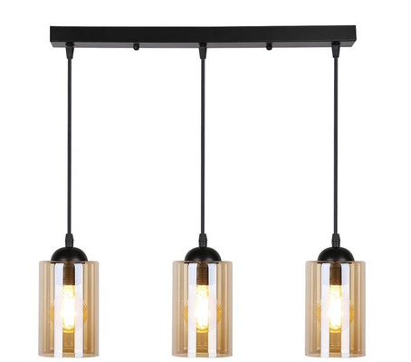 Hanging lamp black / brown strip 3xE27 Bistro 33-00545
