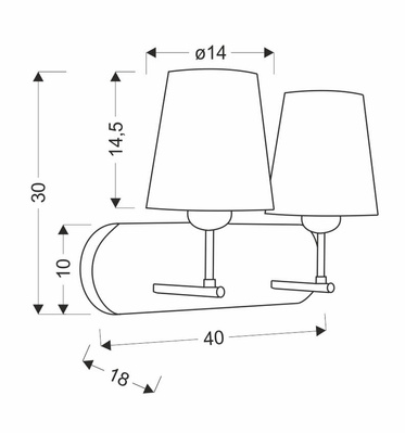 Kinkiet dasti patynowy 2x60w e27 klosz beżowy 22-10506