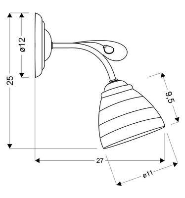 Chrom-Wandleuchte mit kristallweißem Lampenschirm Simpli Candellux 21-64288