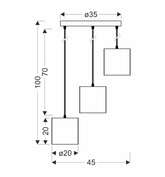 Hanging lamp white plate 3xE27 Atlanta 33-00682