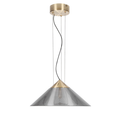 Lampa wisząca Presto 34 szklana złota z kloszem dymionym nad stół GX53