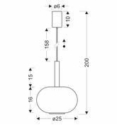 Suspension Bueno en verre simple abat jour ambre GX53