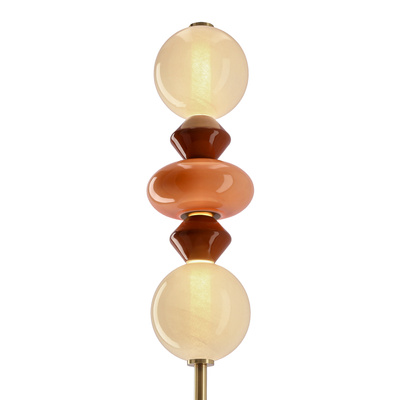 FLORES floor lamp brass brown orange 15W LED 3000K white shade