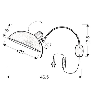 Lampa ścienna kinkiet 1X40W E14 czarny NORA 21-53602