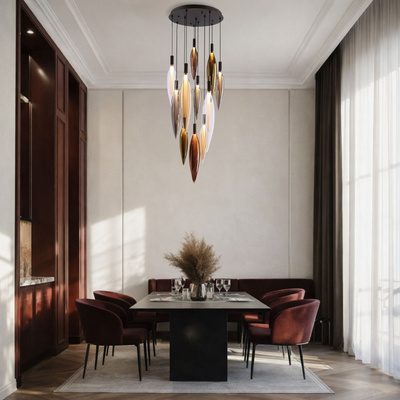 Lampa suspendată Nordic tuburi de sticlă colorate pentru living